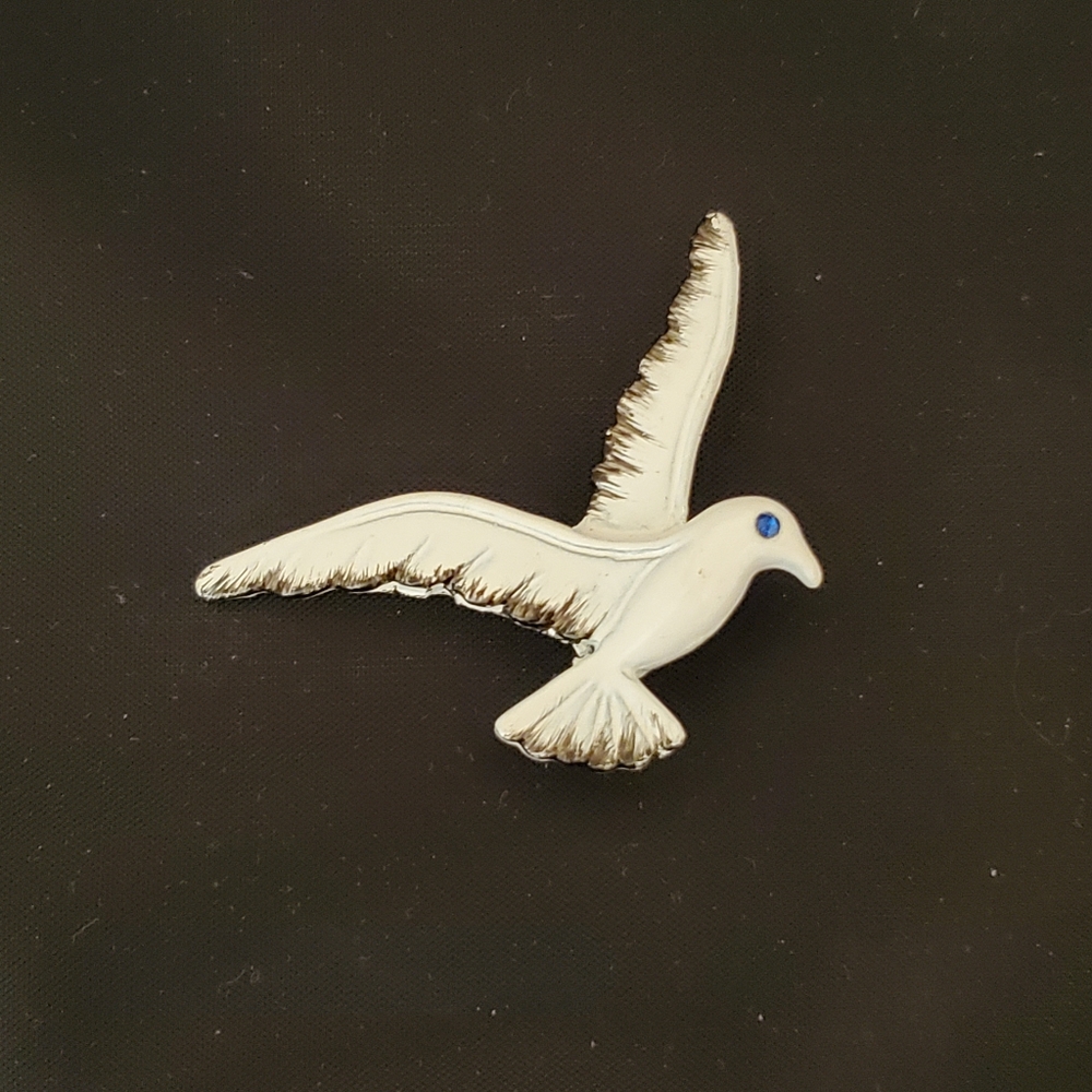 1987 Steven Marc White Bird Pin Brooch